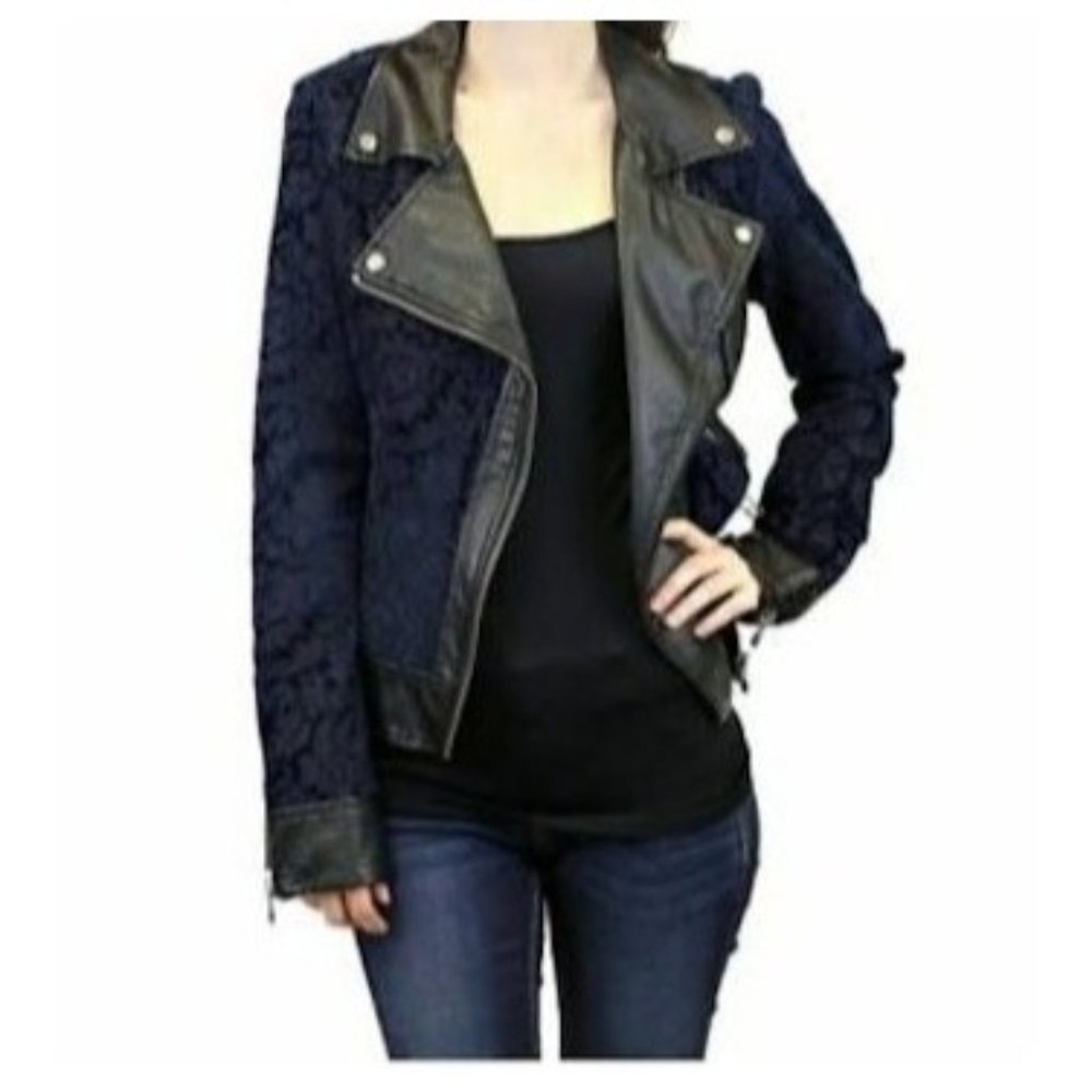 SANCTUARY Clothing Moto Navy blue Leather Jacket S